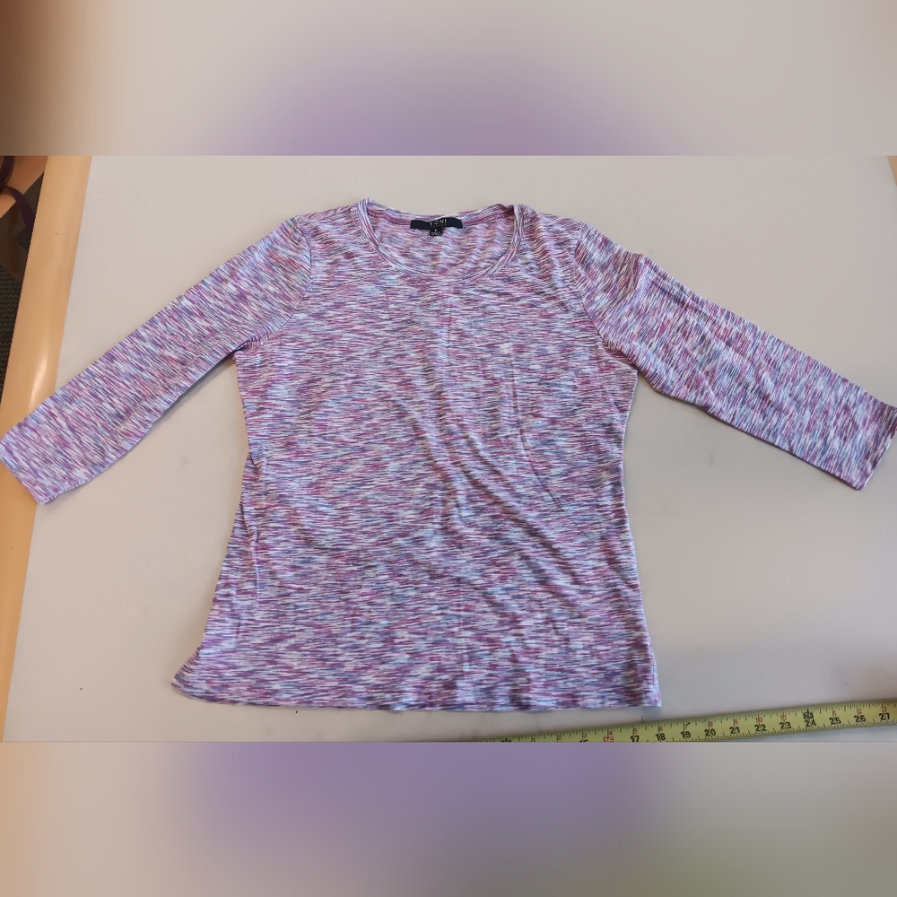 Toni Morgan - Space Dyed 3/4 Sleeve Shirt - Purple - M